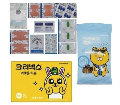 카카오프렌즈 크리넥스 휴대용 구급키트 여행용 3종...