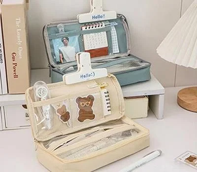 대용량 캔버스 심플 필통