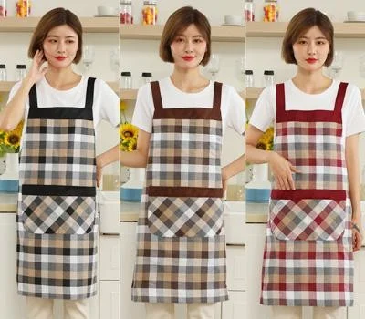 깅엄 체크 앞치마