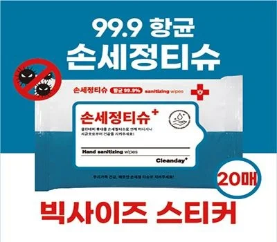 20매 손세정티슈 99.9